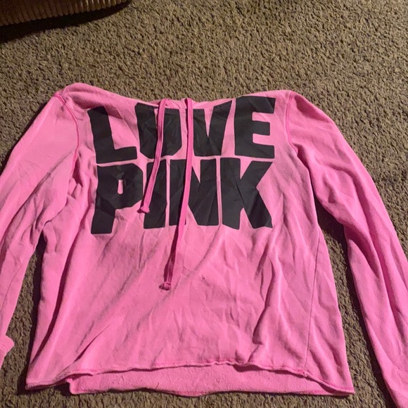 pink long sleeve hoodie crop top - Picture 1 of 1
